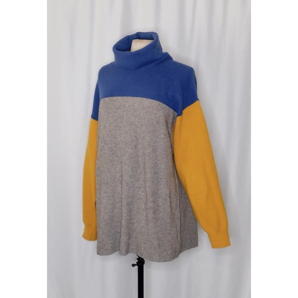 FREE PEOPLE Softly Structured Colorblock Sweater Turtleneck Pullover Knit Medium - Picture 6 of 16